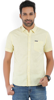 

Flying Machine Men's Solid Casual Spread Collar Shirt, Yellow