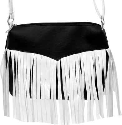 

kmbag Women Casual Black, White Velvet, Leatherette, PU, Rexine Sling Bag