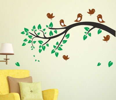 HAPPYSTICKY 120 cm Colorfull Tree Removable Sticker(Pack of 1)