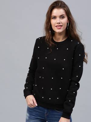Sassafras Full Sleeve Embellished Women Sweatshirt