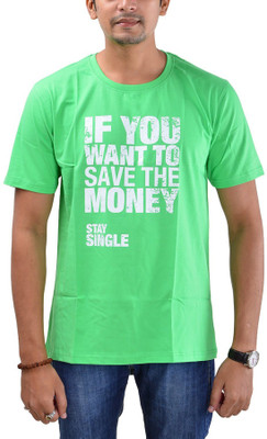 

Swadesi Stuff Printed Men's Round Neck Green, White T-Shirt