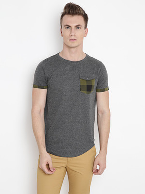 RODID Solid Men Round Neck Black T-Shirt