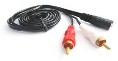 

TECHON TV-out Cable stereo 3.5 mm female to 2 rca male audio video cable(Black, For TV)