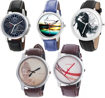 Jack Klein Stylish Round Dial Brown Strap Watch , 2 Black Strap Analog Watch And 1 Blue Strap Watch  - For Men   Watches  (Jack Klein)