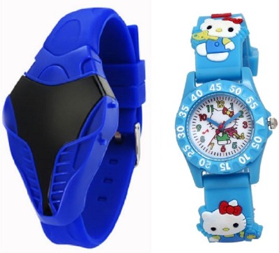 COSMIC blue cobra digital led watch having latest , designer , sporty big dial WITH KITTY CARTOON PRINTED GIRLS Watch  - For Boys & Girls   Watches  (COSMIC)