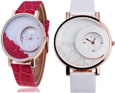 indium PS0172PS NEW RED&WHITE WATCH MOVABLE DIAMOND Watch  - For Girls   Watches  (INDIUM)