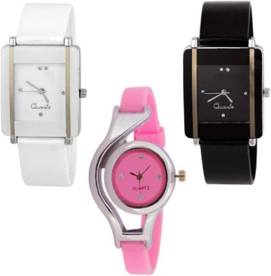 Aaradhya Fashion Combo 3 Black & White & Pink Analogue Watch  - For Women   Watches  (Aaradhya Fashion)