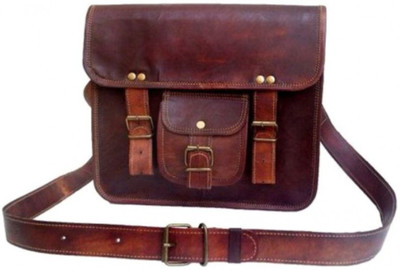 

craftshades Handmade leather Medium Briefcase - For Men & Women(Brown)