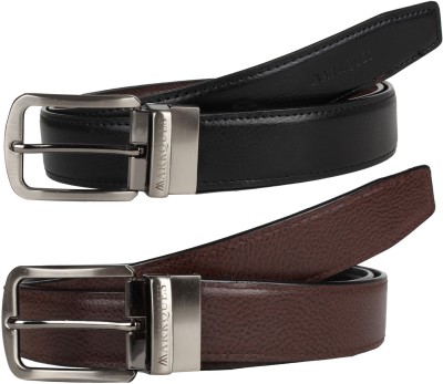 

MARKQUES Men Casual Black Artificial Leather Reversible Belt, Black-01:brown-02