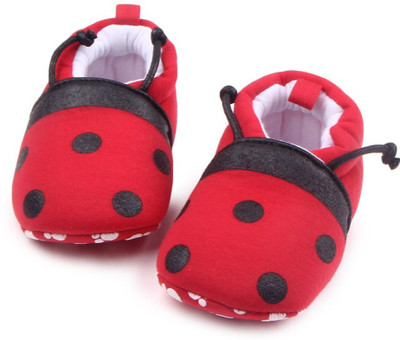 

TWGE Soft Sole shoes for infant - Cotton Fabric - Red color - Animal Print bee- Slip-on for baby boy - Best for first walk for kids - Anti Skid Shoes for baby - Booties for kids Booties(Toe to Heel Length - 12 cm Red)
