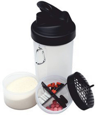 

Kuber Industries 700ml Protein Gym Shaker Bottle Twist & Lock Safe 3 In 1 (with two Storage Compartment)100% Leak proof - Black (S04) 700 ml Shaker(Pack of 1, Multicolor)