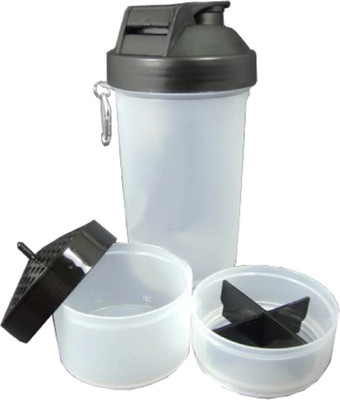 

Kuber Industries 700ml Protein Gym Shaker Bottle Twist & Lock Safe 3 In 1 (with two Storage Compartment)100% Leak proof - Black (S01) 700 ml Shaker(Pack of 1, Multicolor)