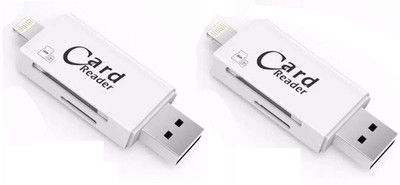 

FKU Set of 2 3 IN 1 With Lightning + USB + Mobile Flash Drive Card Reader(White)