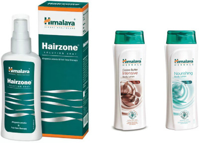 

Himalaya Hairzone Solution, Nourishing Body Lotion, Cocoa Butter Intensive Body Lotion(Set of 3)