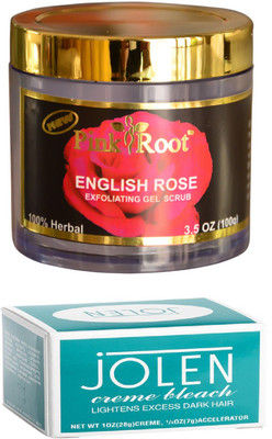 

Jolen Crème Bleach 14g+ 4gm Accelerator, Pink Root English Rose 100gm(Set of 2)