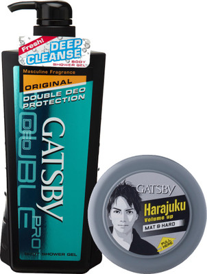 

Gatsby Body Shower Gel Original 600ml with Hair Styling Wax Mat & Hard 75g(Set of 2)