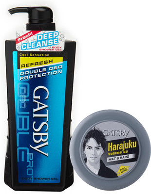 

Gatsby Body Shower Gel Refresh 600ml with Hair Styling Wax Mat & Hard 75g(Set of 2)