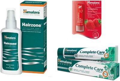 

Himalaya Hairzone Solution, Strawberry Shine Lip Care, Complete Care Toothpaste(Set of 3)