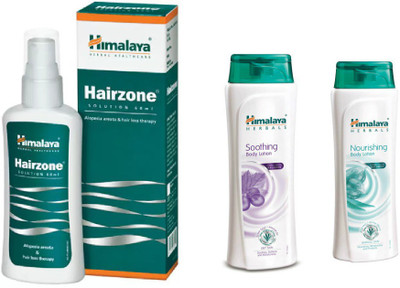 

Himalaya Hairzone Solution, Nourishing Body Lotion, Soothing Body Lotion(Set of 3)