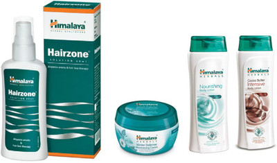 

Himalaya Hairzone Solution, Winter Defense Moisturizing Cream, Nourishing Body Lotion, Cocoa Butter Intensive Body Lotion(Set of 4)