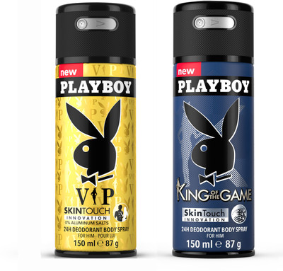 

Playboy Vip + King Deodorant Spray - For Men(300 ml, Pack of 2)