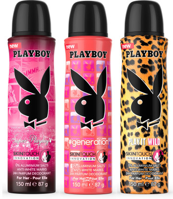 

Playboy Super+Gen+Wild Deodorant Spray - For Women(450 ml, Pack of 3)