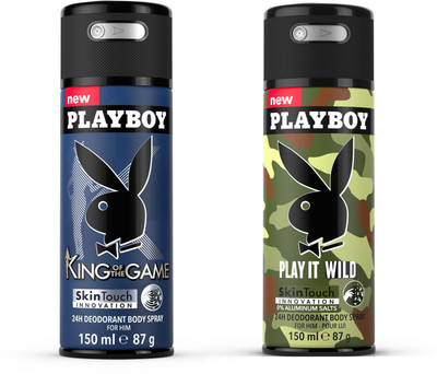 

Playboy King + Wild M Deodorant Spray - For Men(300 ml, Pack of 2)