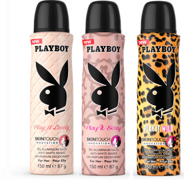 

Playboy Love + Sexy + Wild W Deodorant Spray - For Women(450 ml, Pack of 3)