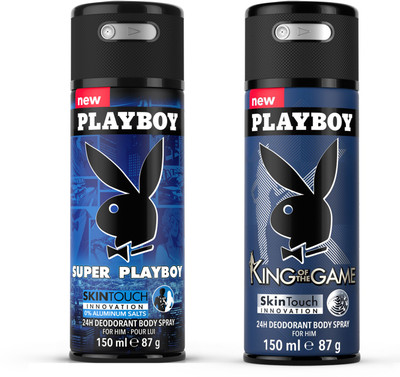 

Playboy Super M + King Deodorant Spray - For Men(300 ml, Pack of 2)