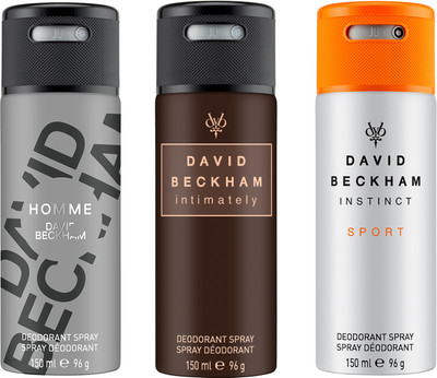 

David Beckham Instinct Sport & Intimately & Homme Deodorant Spray - For Men(450 ml, Pack of 3)