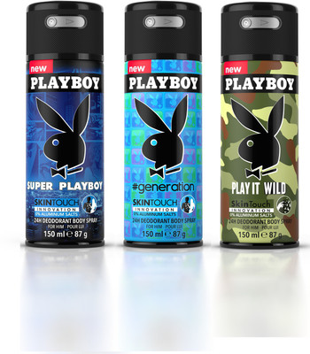 

Playboy Super+Gen+Wild Deodorant Spray - For Men(450 ml, Pack of 3)
