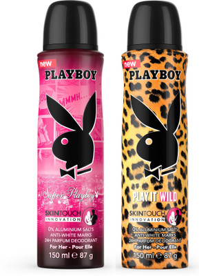 Playboy Super W + Wild W Deodorant Spray - For Women(300 ml, Pack of 2)