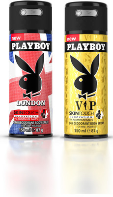 

Playboy Landon + Vip Deodorant Spray - For Men(300 ml, Pack of 2)