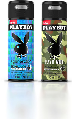 

Playboy Gen M + Wild M Deodorant Spray - For Men(300 ml, Pack of 2)