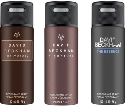 

David Beckham Signature Man & Intimately & Essence Deodorant Spray - For Men(450 ml, Pack of 3)