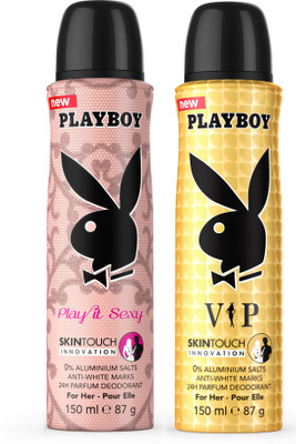 

Playboy Sexy + Vip W Deodorant Spray - For Women(300 ml, Pack of 2)