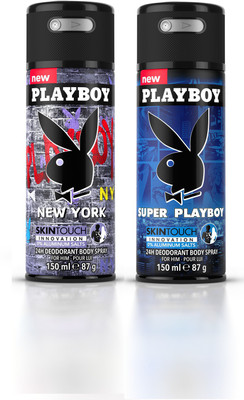 

Playboy Newyork + Super M Deodorant Spray - For Men(300 ml, Pack of 2)
