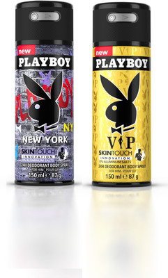 

Playboy Newyork + Vip Deodorant Spray - For Men(300 ml, Pack of 2)