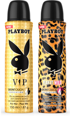 

Playboy Vip W + Wiild W Deodorant Spray - For Women(300 ml, Pack of 2)
