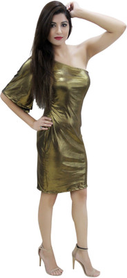 CRAZEVILLA Women Bodycon Gold Mini/Short Dress