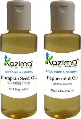 

KAZIMA Combo of Pure Pumpkin Seed Carrier oil & Peppermint Oil (Each 100ml ) Ideal for Use in Aromatherapy, Anti Hair Fall Control, Hair Growth and Health Boost Hair Oil(100 ml)