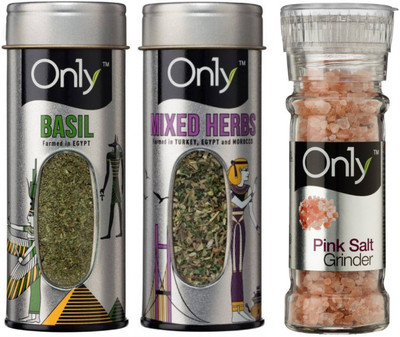 

On1y Basil Herbs 30 g + Mixed Herbs 25g + Pink Salt Grinder 100 g (Combo Pack Each 1)(155 g)