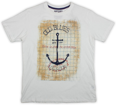 

Flying Machine Boys Printed T Shirt(White, Pack of 1, Off white