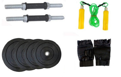 

HEALTH FIT INDIA ONLINE SERIES : NICKLE DUMBELL RODS , 8 KG ( 8 KG X 4 ) WEIGHT PLATES , WOODEN HANDLE SKIPING ROPE , GYM GLOVES Gym & Fitness Kit