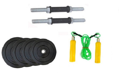 

Venom ONLINE SERIES : NICKLE DUMBELL RODS, 12 KG (3 KG X 4 ) WEIGHT PLATES, WOODEN HANDLE SKIPING ROPE Gym & Fitness Kit