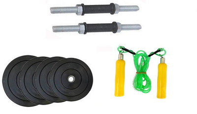 

HEALTH FIT INDIA ONLINE SERIES : NICKLE DUMBELL RODS , 4 KG ( 1 KG X 4 ) WEIGHT PLATES , WOODEN HANDLE SKIPING ROPE Gym & Fitness Kit