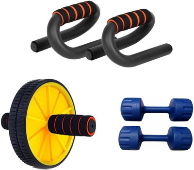 

Credence Combo of 1Kg PVC Dumbbell Set, Ab Roller and Pushup Bar Gym & Fitness Kit