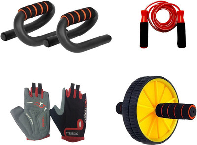 

Credence Combo of GEL GYM Gloves,Ab Roller, Pushup Bar and Skipping Rope Gym & Fitness Kit