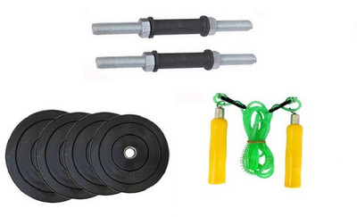 

PEANA ONLINE SERIES : NICKLE DUMBELL RODS , 8 KG ( 2 KG X 4 ) WEIGHT PLATES , WOODEN HANDLE SKIPINF ROPE Gym & Fitness Kit