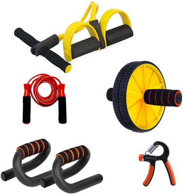 

Credence Combo of Tummy Trimmer, Ab Roller, Skipping Rope, Pushup Bar and Hand Grip Gym & Fitness Kit